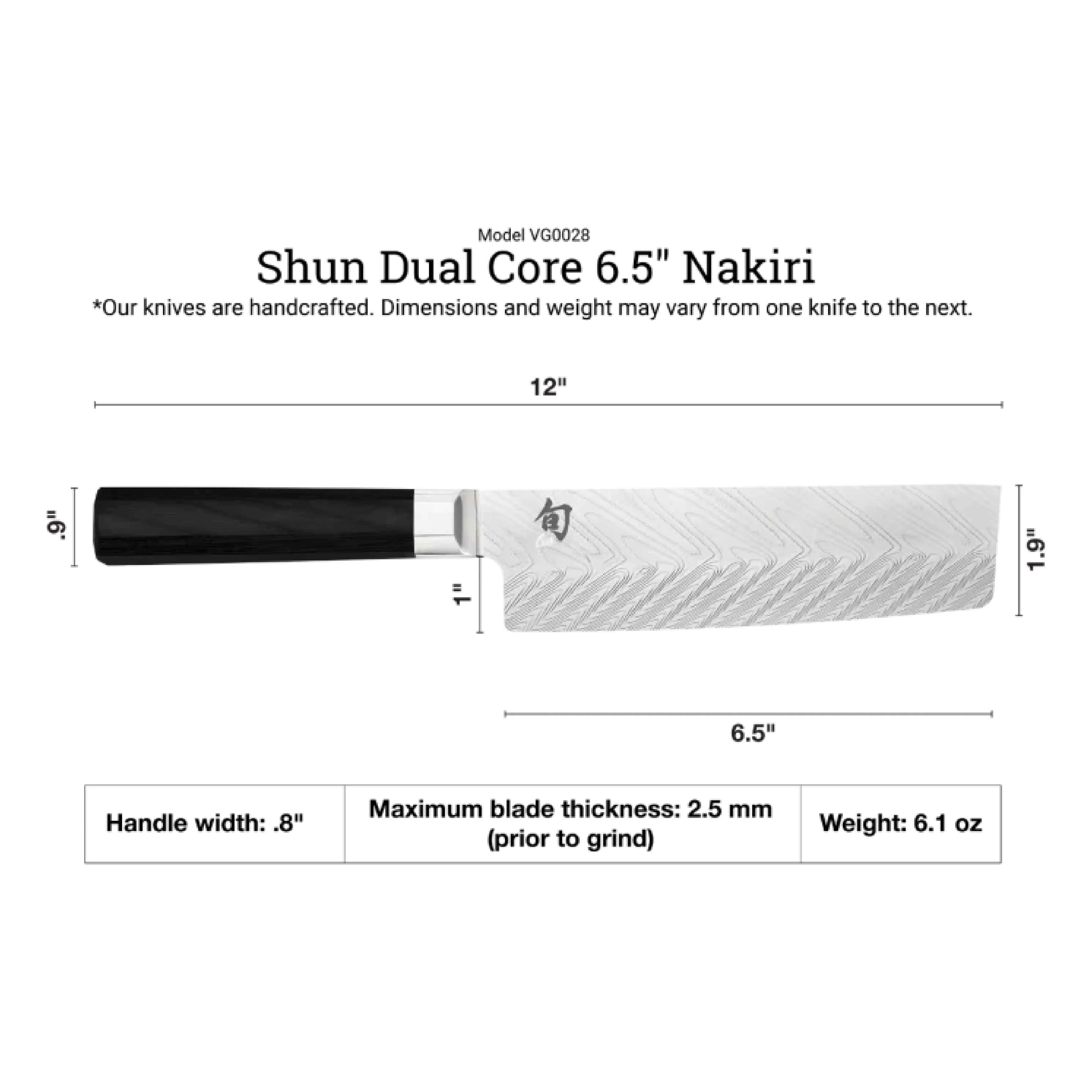 KAI Shun Dual Core 6.5" Nakiri Knife , Handcrafted Japanese Knife [VG0028] - Image 3