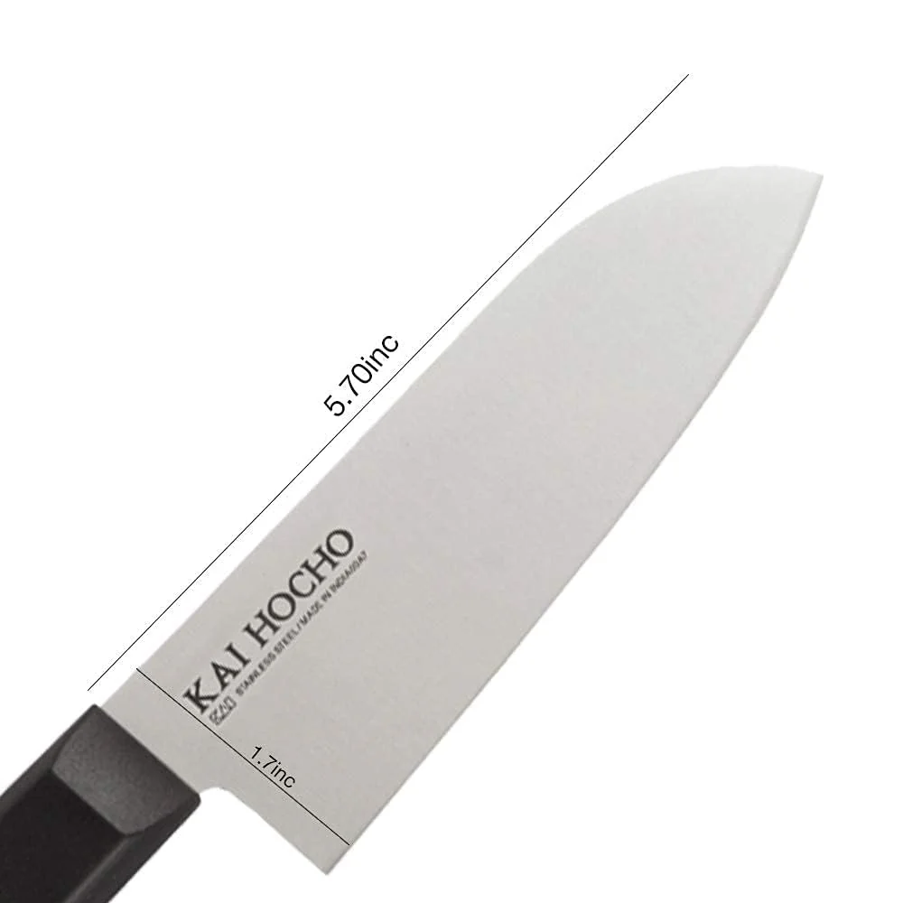 KAI Premium Kitchen Nakiri Knife, Santoku Knife, Scissors, Peeler (Set of-4) - Image 8