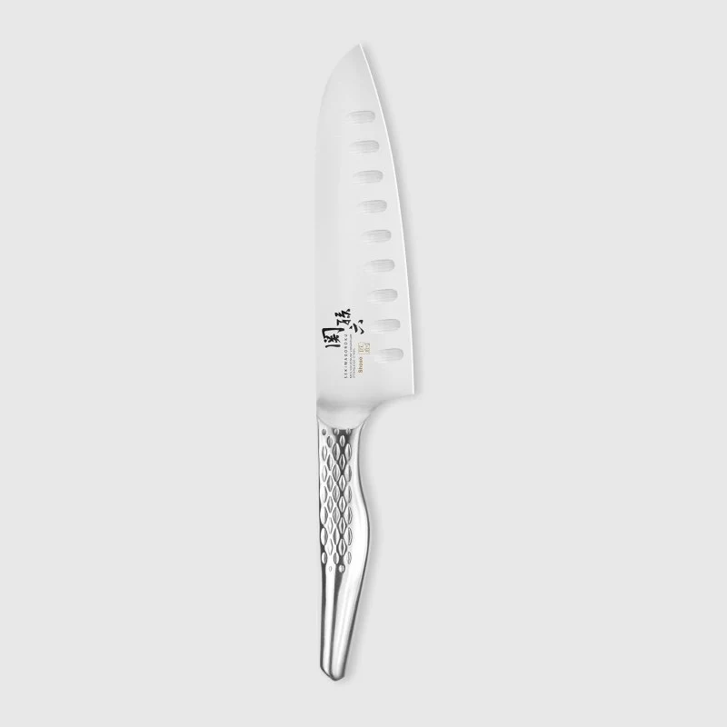 Seki Magoroku Shoso Scalloped Santoku Dimple Knife 16.5cm - Image 3